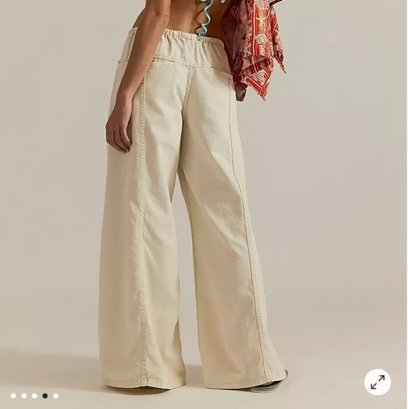 Free People We The Free Veritas Cream Wide Leg Jeans - Picture 3 of 3